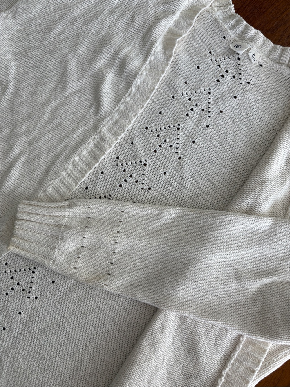 Women’s White Knit Cardigan - Openwork Design